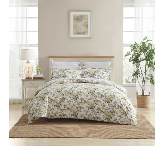 Laura Ashley Roses Gold-Green King Duvet CoverSet