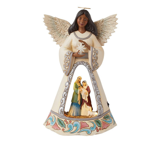 Jim Shore African American Angel with NativityScene LED
