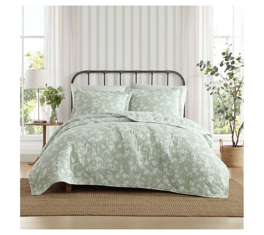 Laura Ashley Adorabelle Silhouette Full/Queen Quilt Sham Set