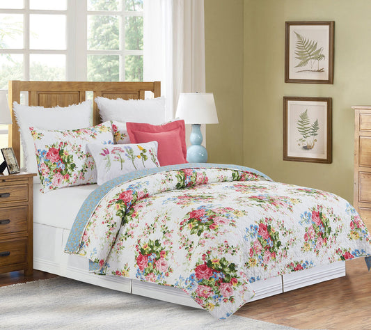 Cottage Rose Traditional Floral Twin Quilt Setby Valerie