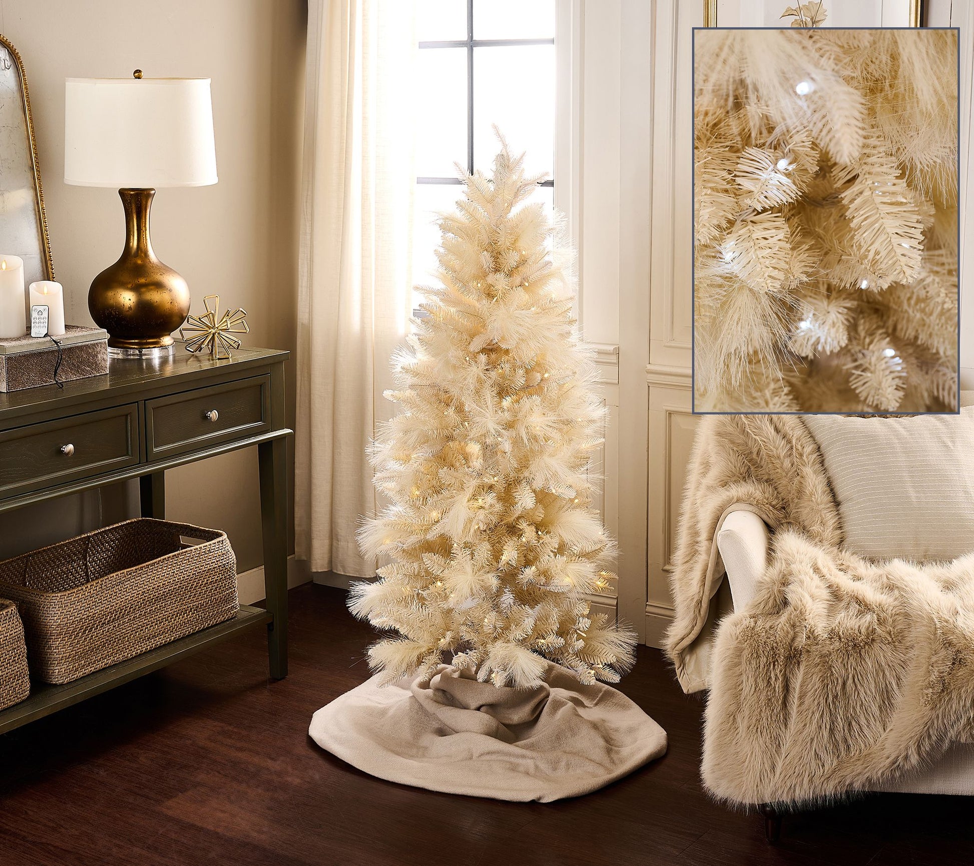 5' Illuminated Slim Tree with Pampas Accents by Kim Gravel