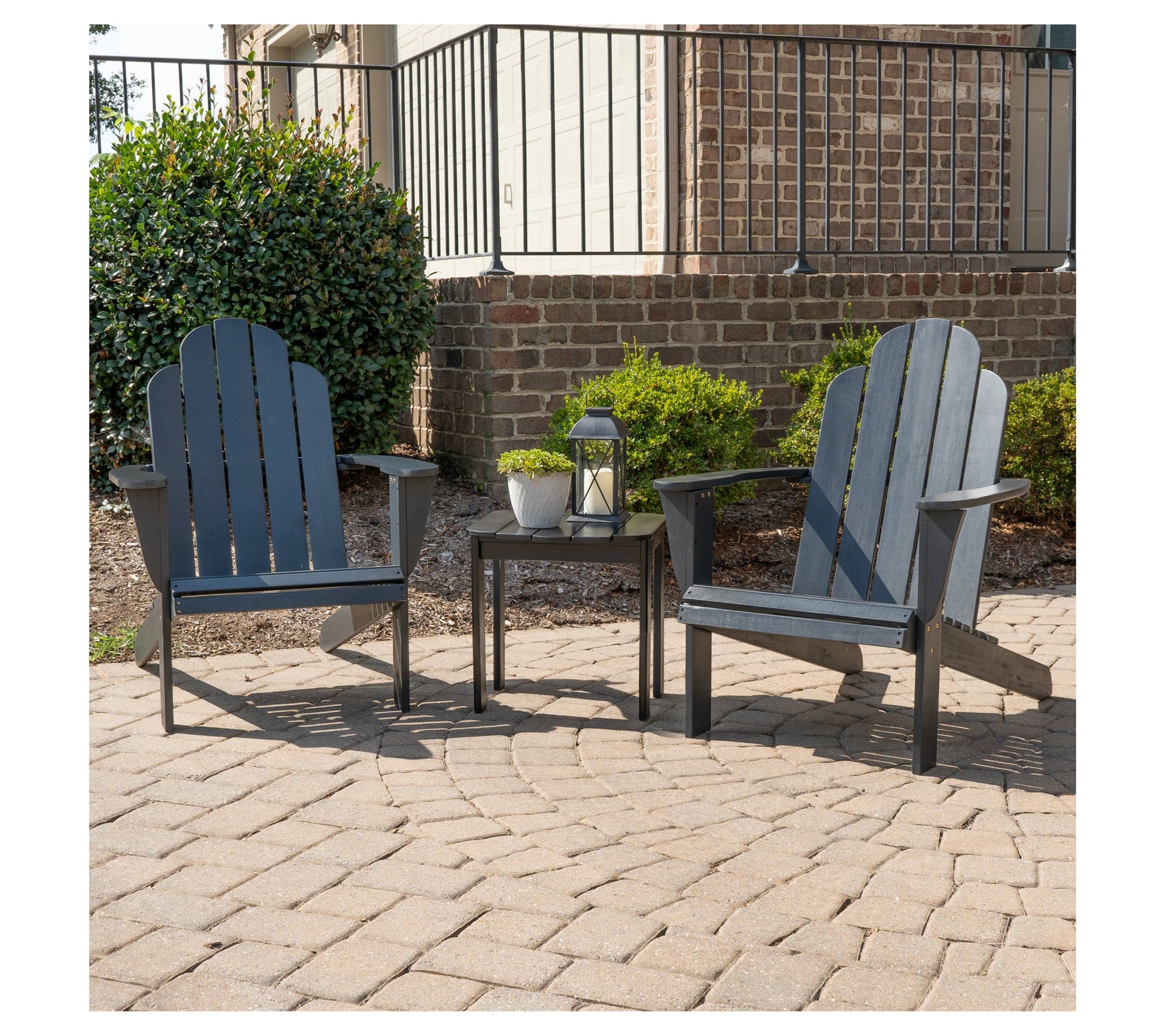 Linon Home Black Adirondack 2 Chairs and Table3Pc Set
