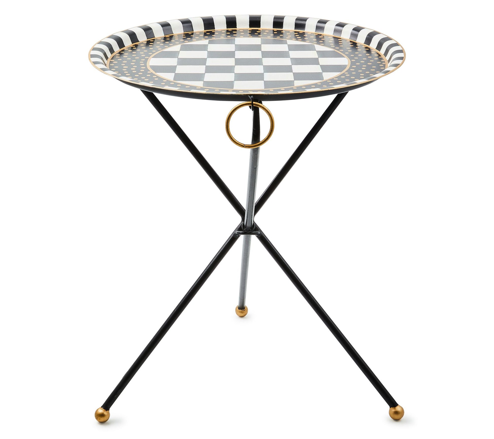 MacKenzie-Childs Tilt Top Black Tripod Table