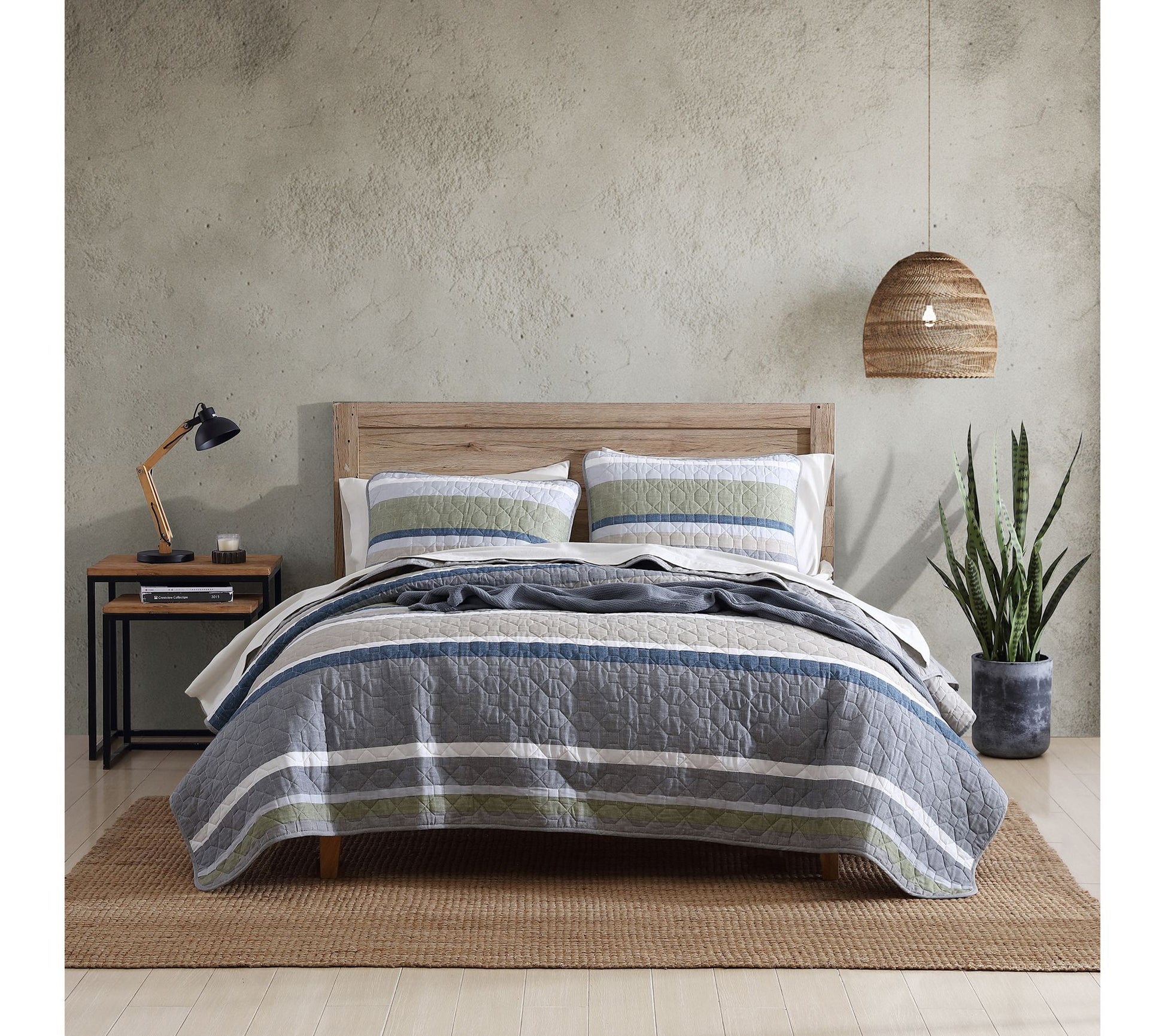 Eddie Bauer Salmon Ladder Khaki-Navy King QuiltSham Set