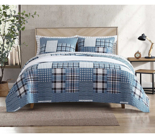 Eddie Bauer Hawthorne Blue King Quilt Sham Set