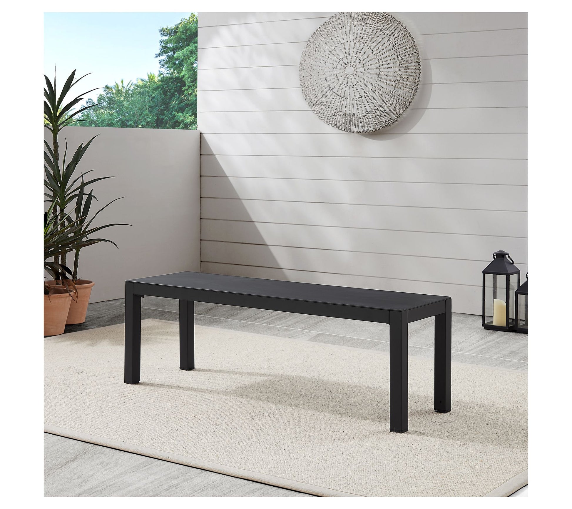 Linon Home Holland Aluminum Outdoor Bench Black