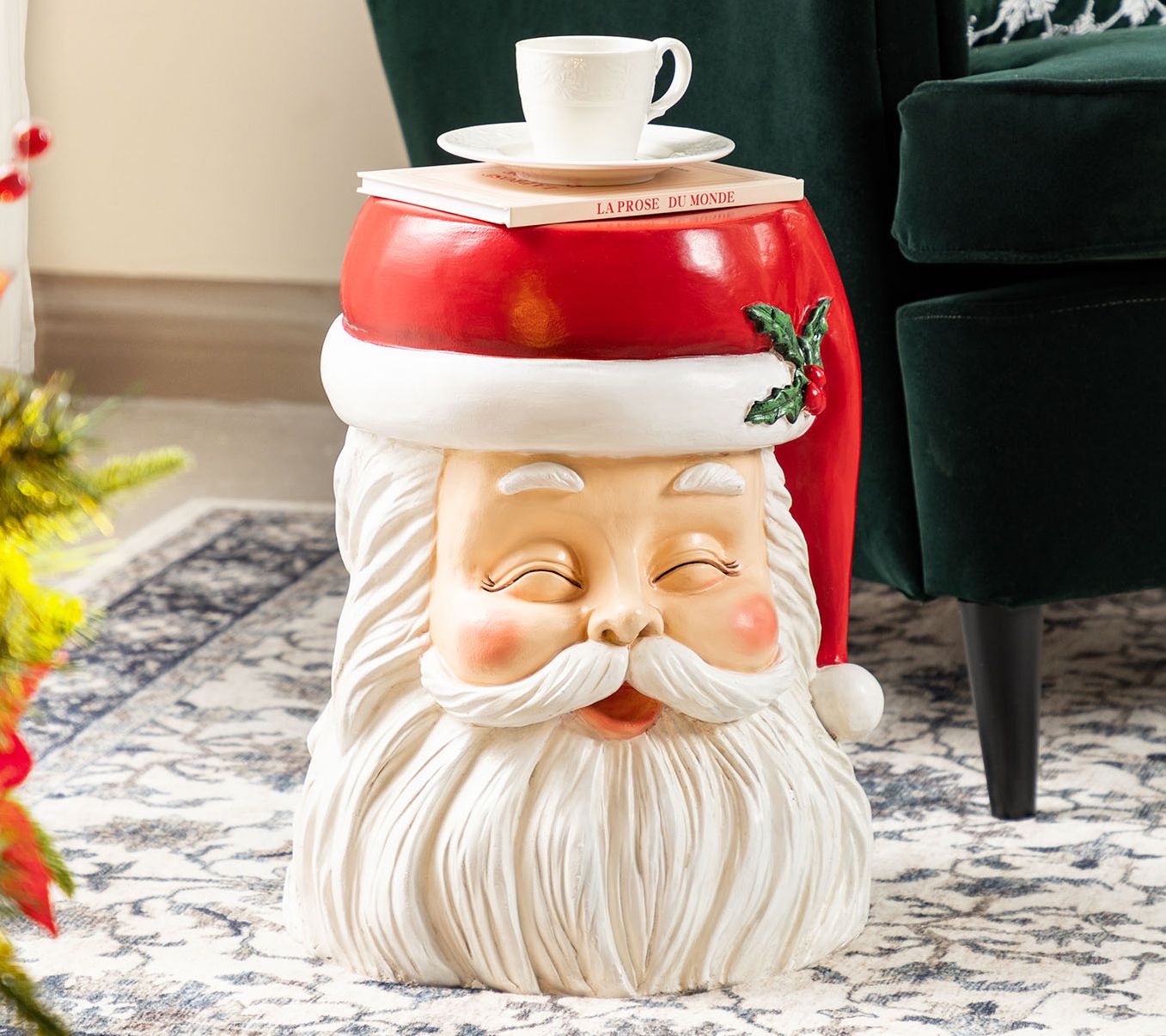 Glitzhome 16" Christmas Santa Stool or Accent Table