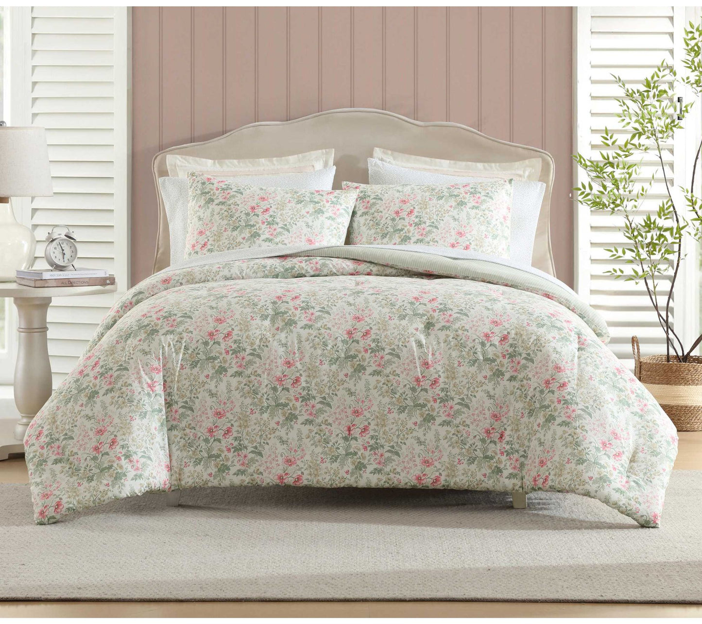 Laura Ashley Arden Floral Pink-Green Queen Comforter Set