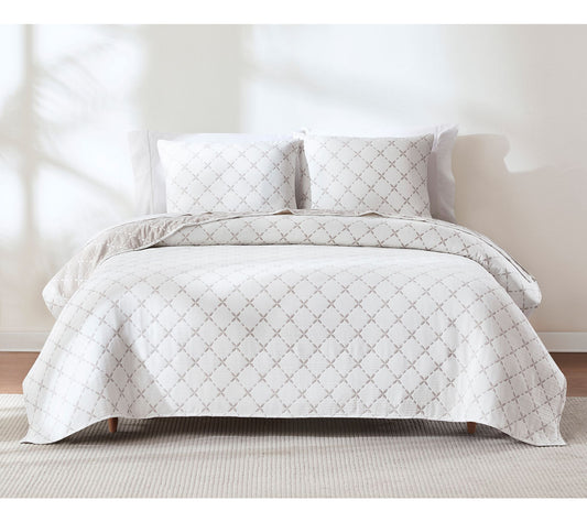Lush Decor Diamond Leaf Jacquard Coverlet Set King