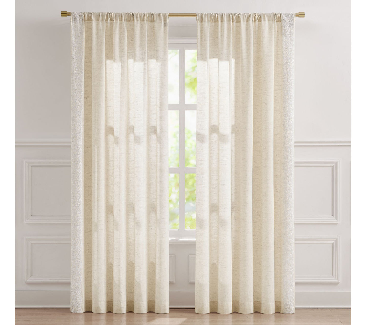 Lush Decor Emily Leaves Embroidered Window Curtain Panels Pair
