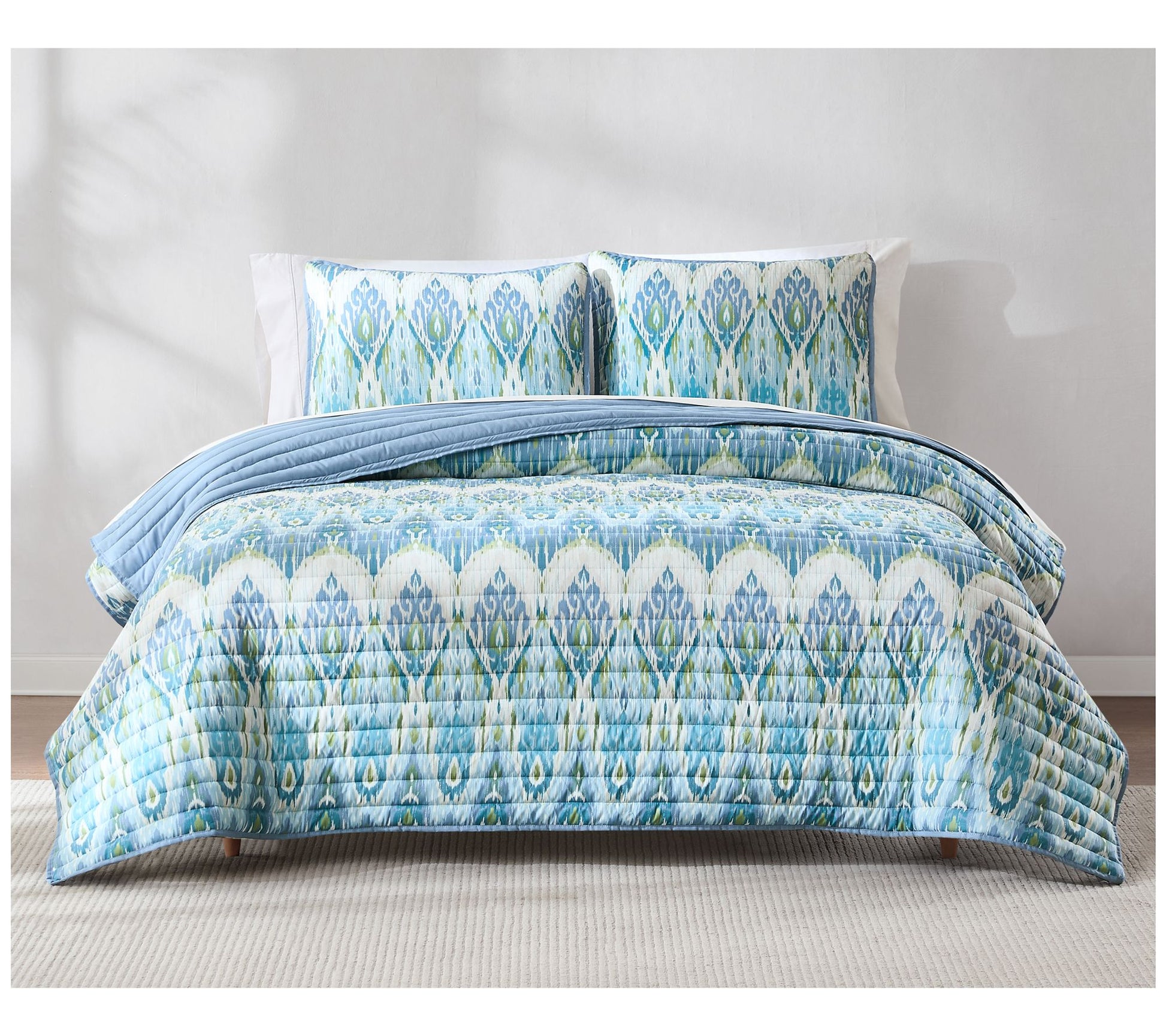 Lush Decor Ikat Drops Quilt Teal 3Pc Set Full/Queen