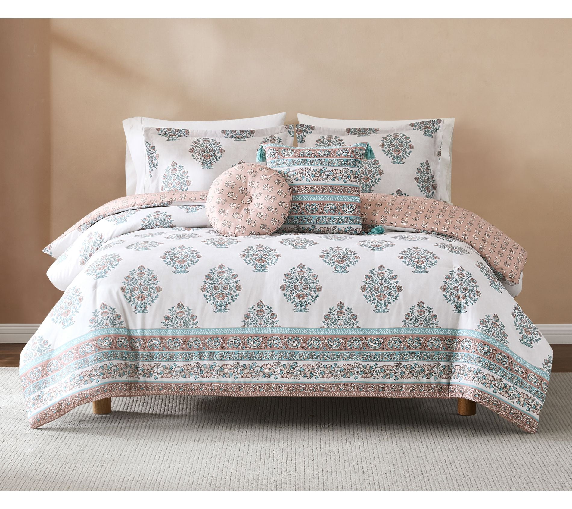 Lush Decor Sofia Flower Block Comforter 5Pc SetFull/Queen