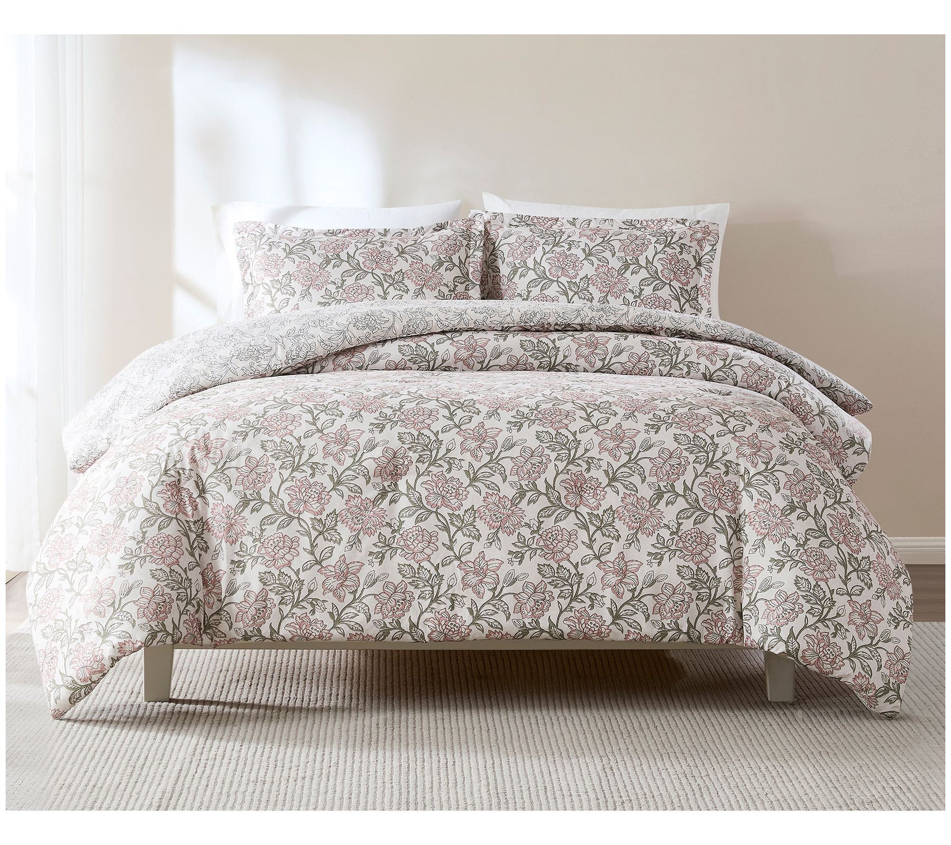 Lush Decor Zara Floral Block Reversible Comforter 3Pc Set F/Q