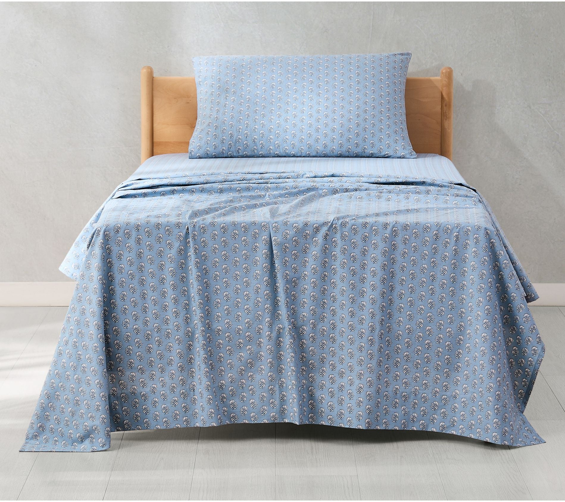 Lush Decor Freesia Cotton Sheet Set Blue 3-Piece Set Twin