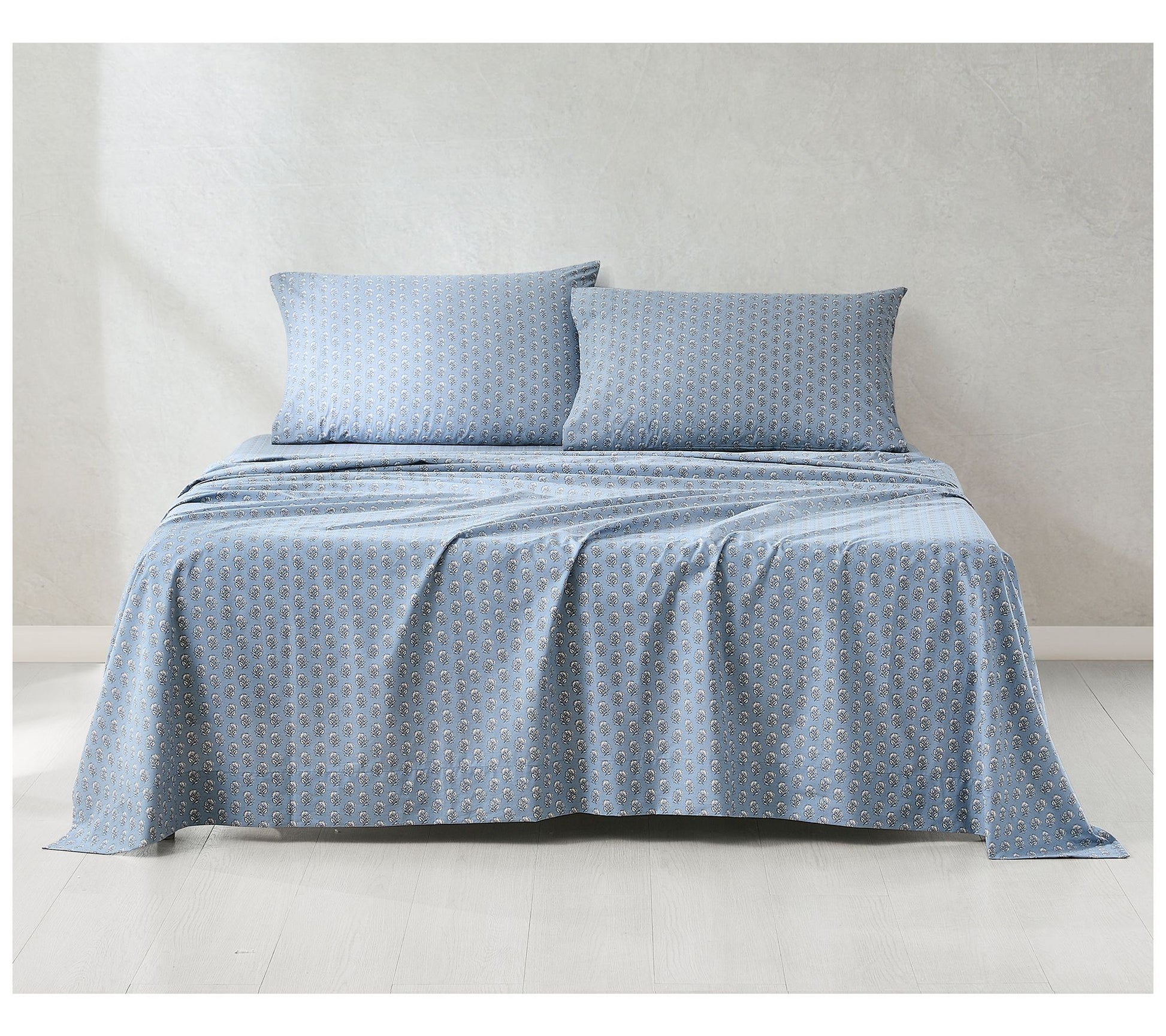 Lush Decor Freesia Cotton Sheet Set Blue 4-Piece Set Full