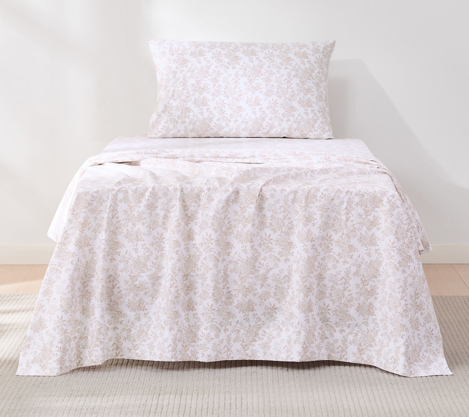 Lush Decor Peony Toile Cotton Sheet Set Peach 3-Piece Set Twin