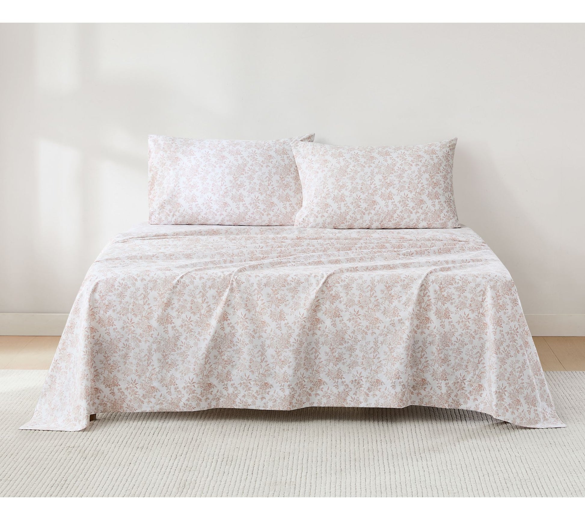 Lush Decor Peony Toile Cotton Sheet Set Peach 4-Piece Set Full