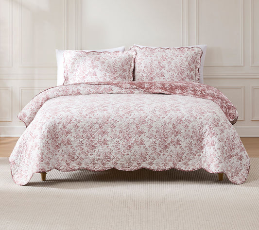 Lush Decor Peony Toile Reversible Cotton QuiltSet Full/Queen
