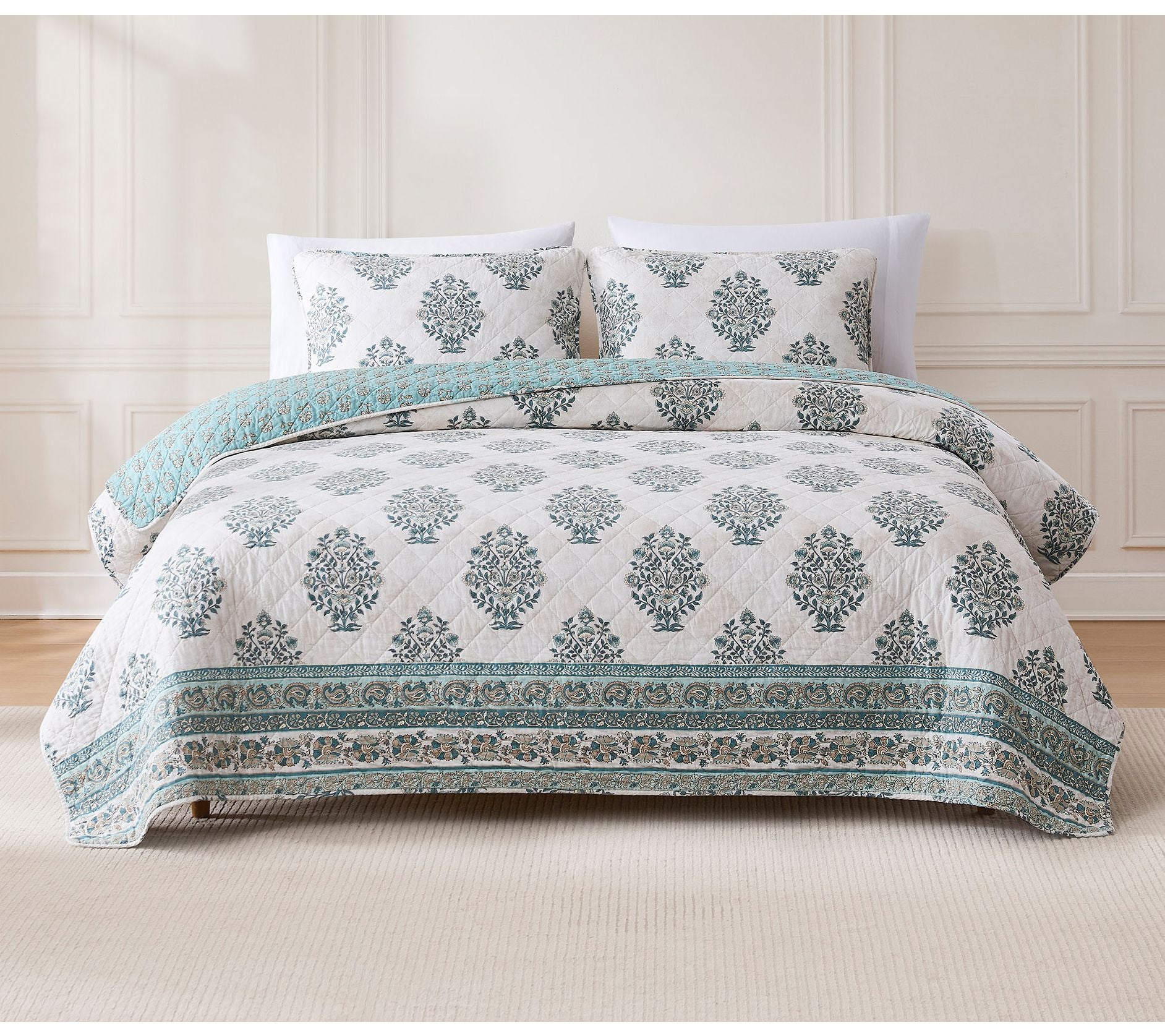 Lush Decor Sofia Flower Reversible Cotton QuiltSet Full/Queen