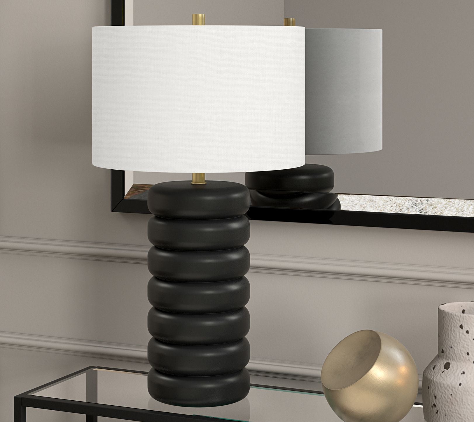 Hudson&Canal Ze lda 25" Tall Gl ass Bubble Body Table Lamp
