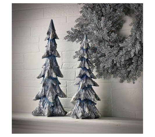 17"-21" Resin Winter Snowfall Trees Set of 2 byValerie