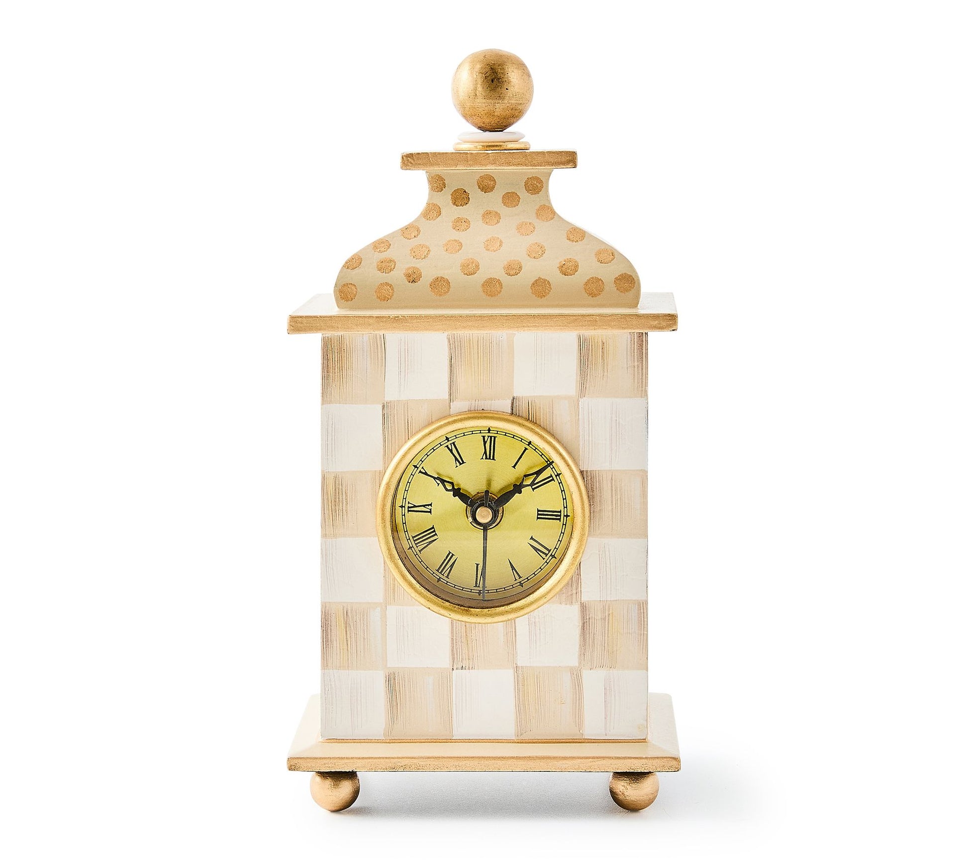 MacKenzie-Childs Mocha Check Desk Clock