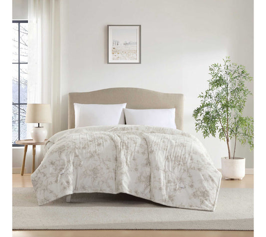 Laura Ashley Wistful Blooms Plush Sherpa King Heated Blanket