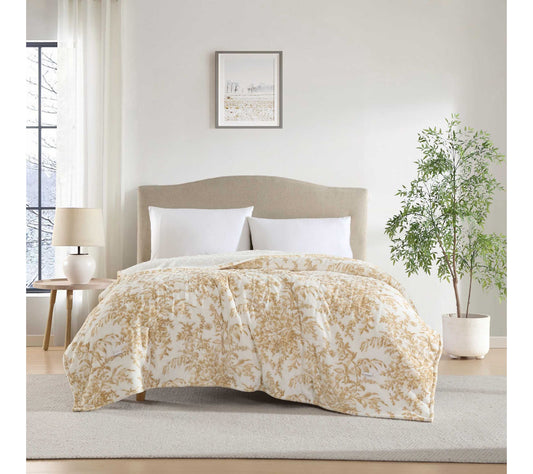 Laura Ashley Bedford Plush Sherpa King Heated Blanket