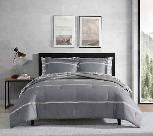 Eddie Bauer Chevron And Stripes Grey 7-Piece King Bed Set