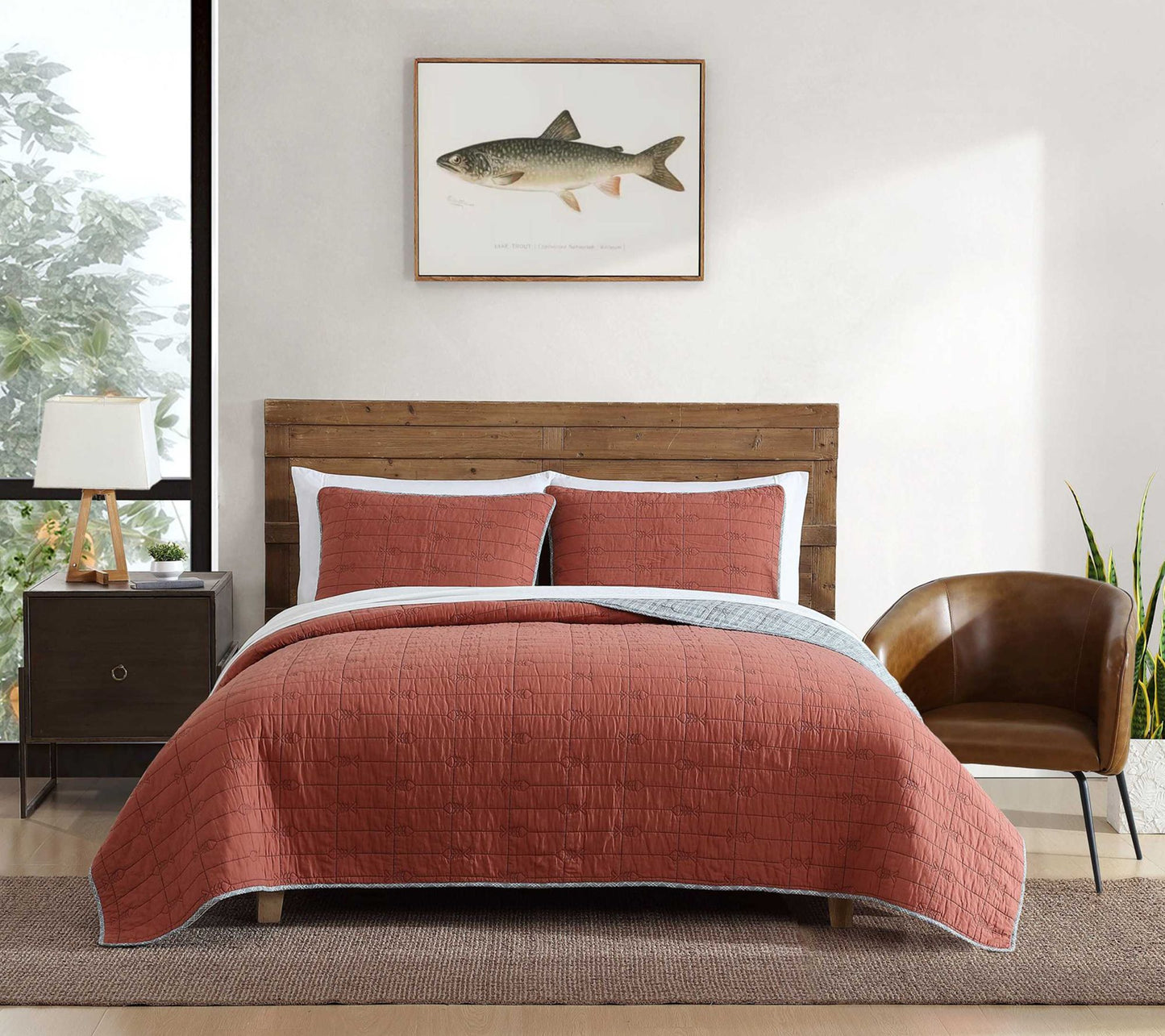 Eddie Bauer Troutdale Orange Cotton King QuiltSet