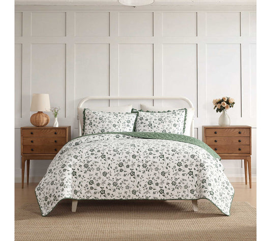 Laura Ashley Miranda Cotton King Quilt Set