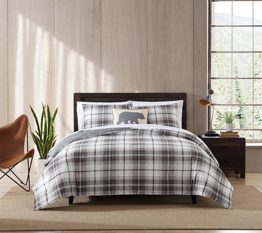 Eddie Bauer Alder Plaid Grey Cotton Full/QueenComforter Set