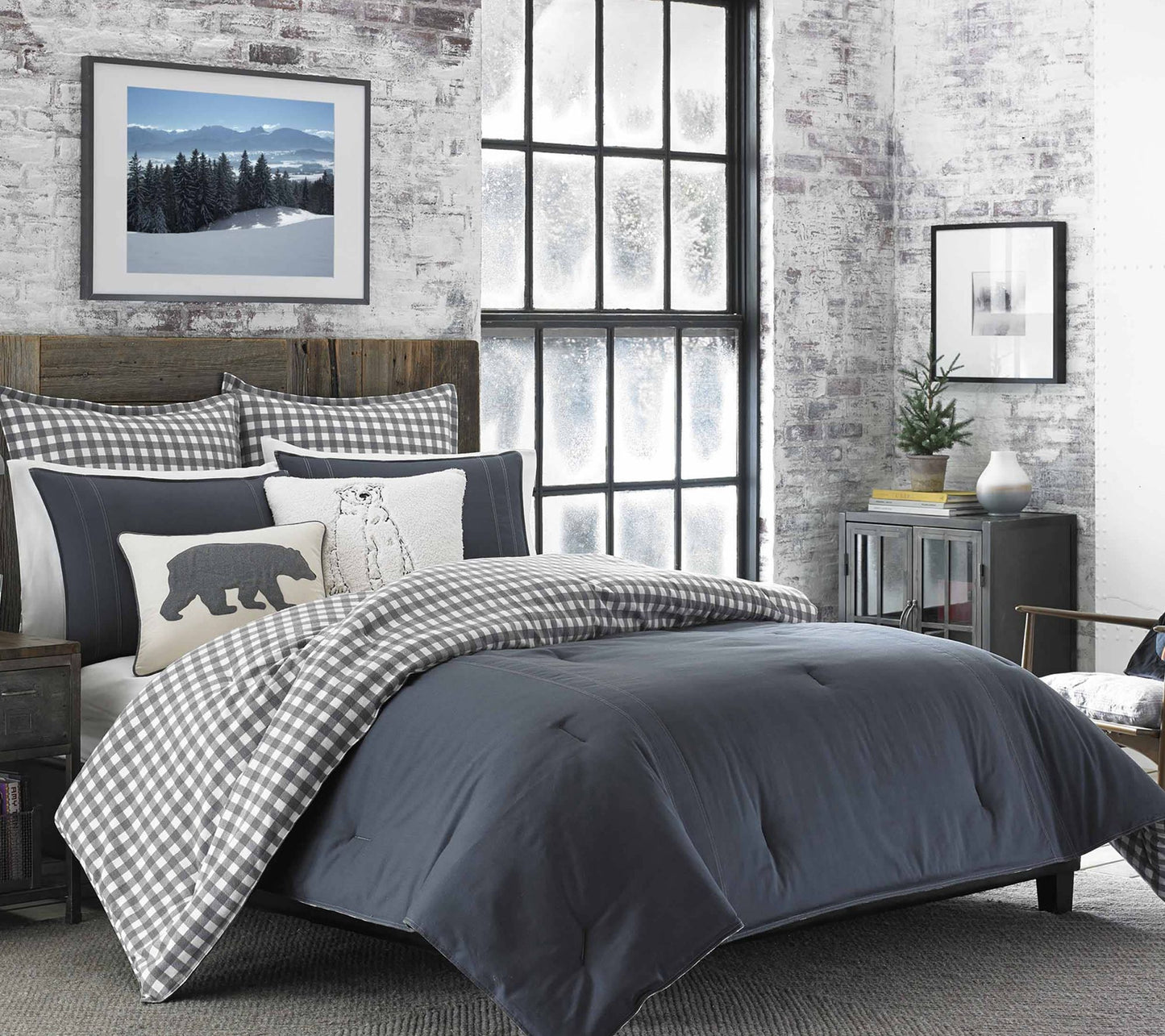 Eddie Bauer Kingston Grey Reversible Twin Comforter Set