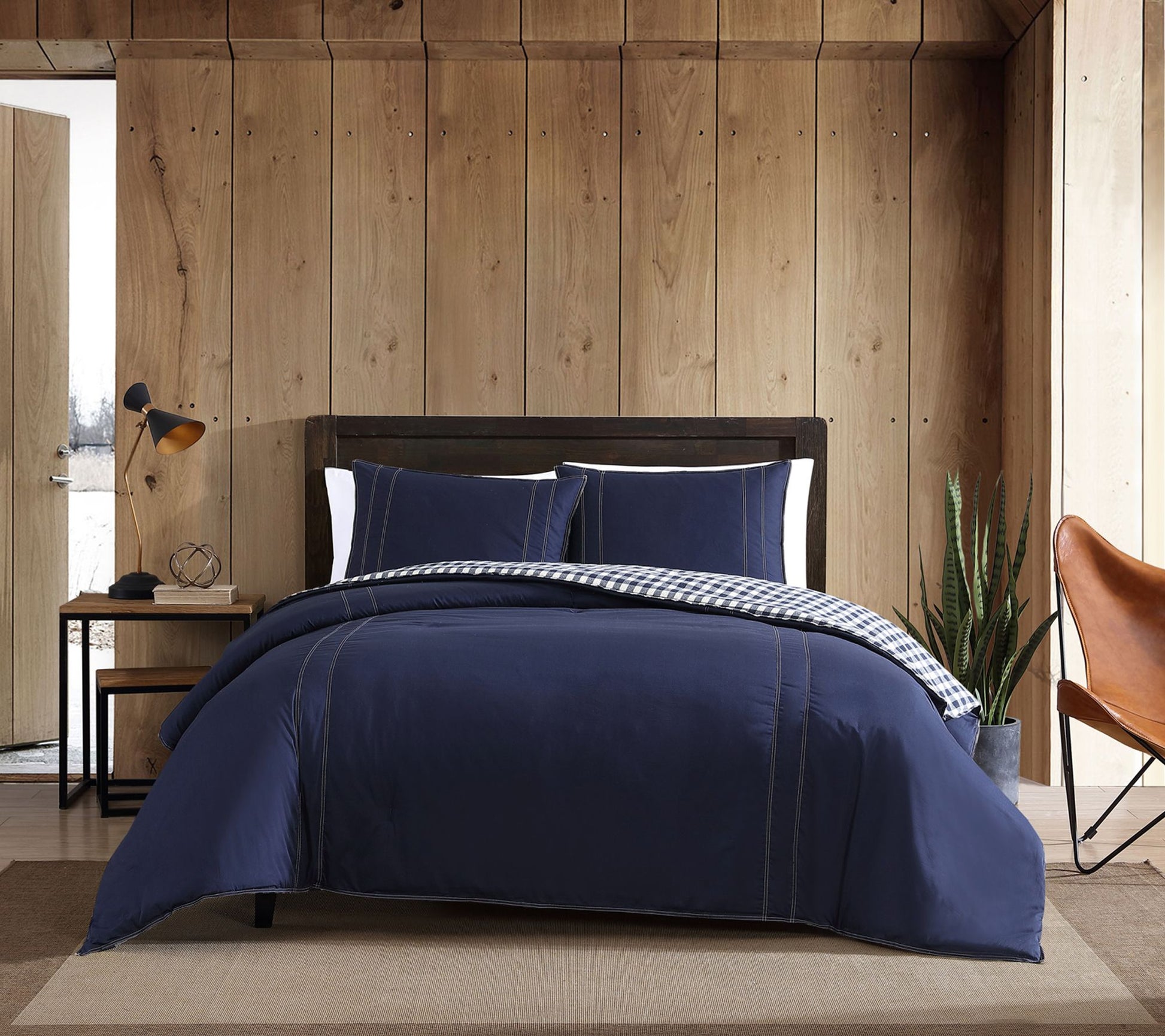 Eddie Bauer Kingston Navy Reversible Twin Comforter Set
