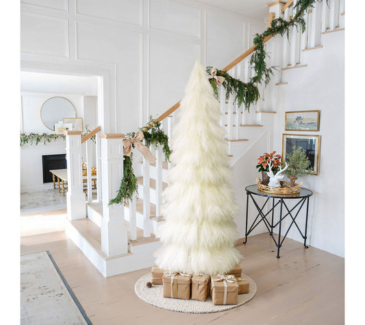 LuxenHome 6ft Holiday Artificial Pampas Grass Tree in Ivory
