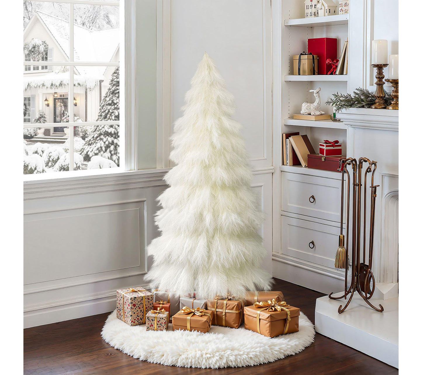 LuxenHome 5ft Holiday Artificial Pampas Grass Tree in Ivory