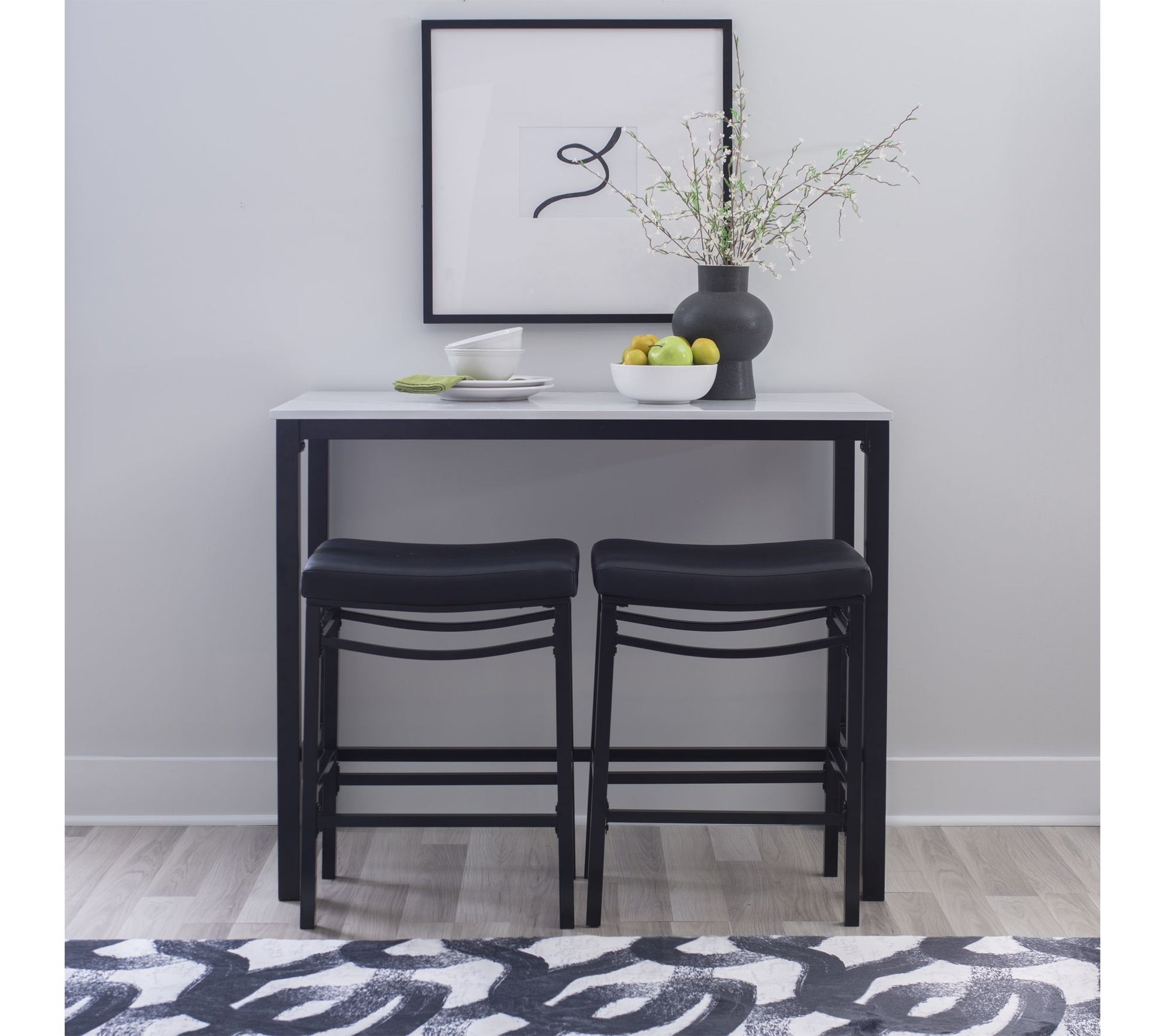 Linon Home Betty 3-Piece Faux Marble Pub Set