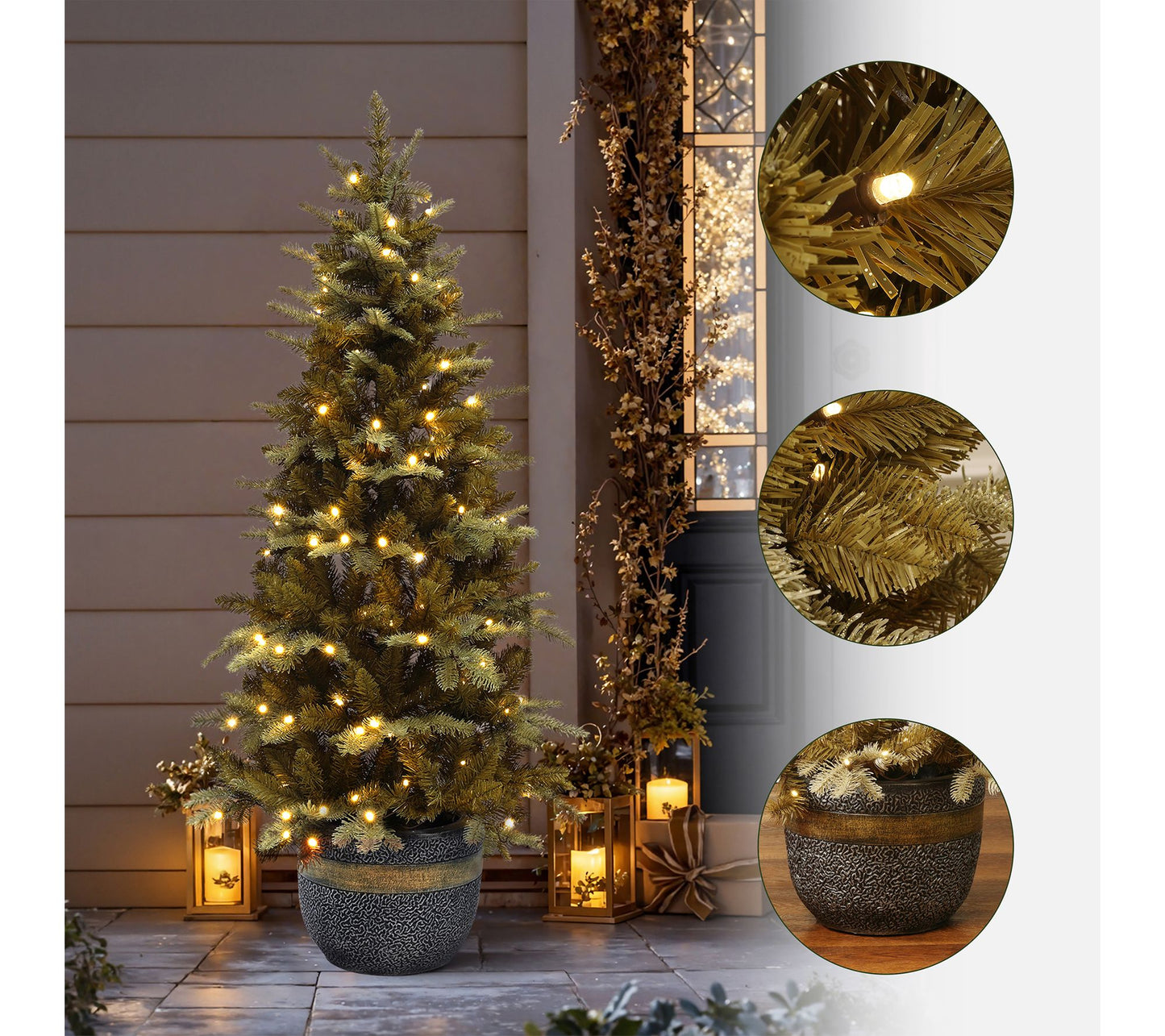 LuxenHome 4.5ft Pre-Lit Gold Branches Artificial Xmas Tree
