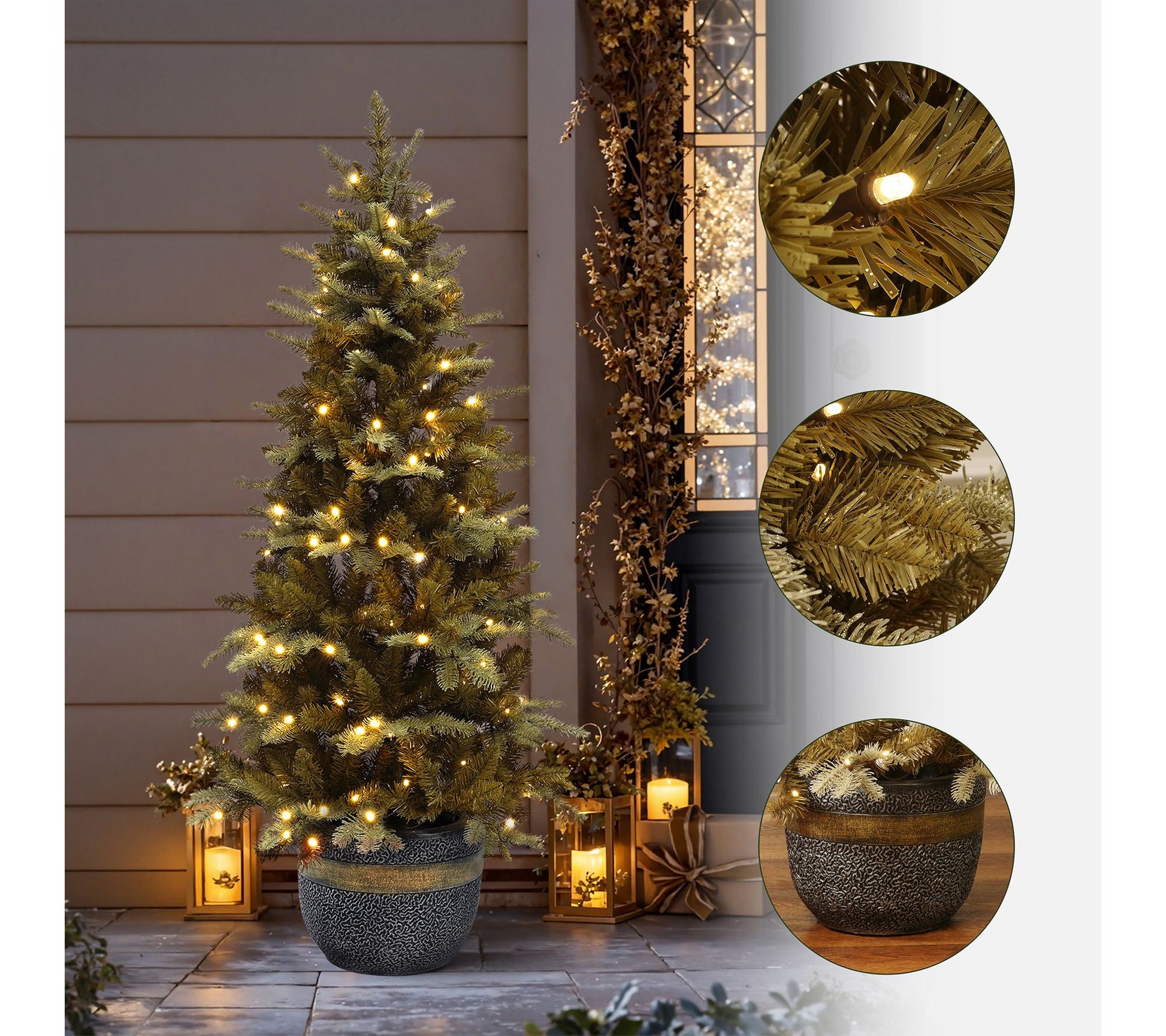 LuxenHome 4.5ft Pre-Lit Gold Branches Artificial Xmas Tree