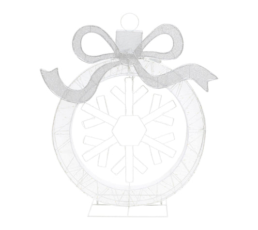 LuxenHome 3ft Lighted Ornament & Snowflake Wreath Decoration