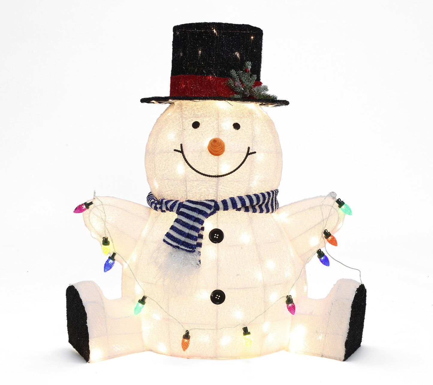 LuxenHome 2.7Ft Lighted Jolly Snowman w/ TophatDecoration
