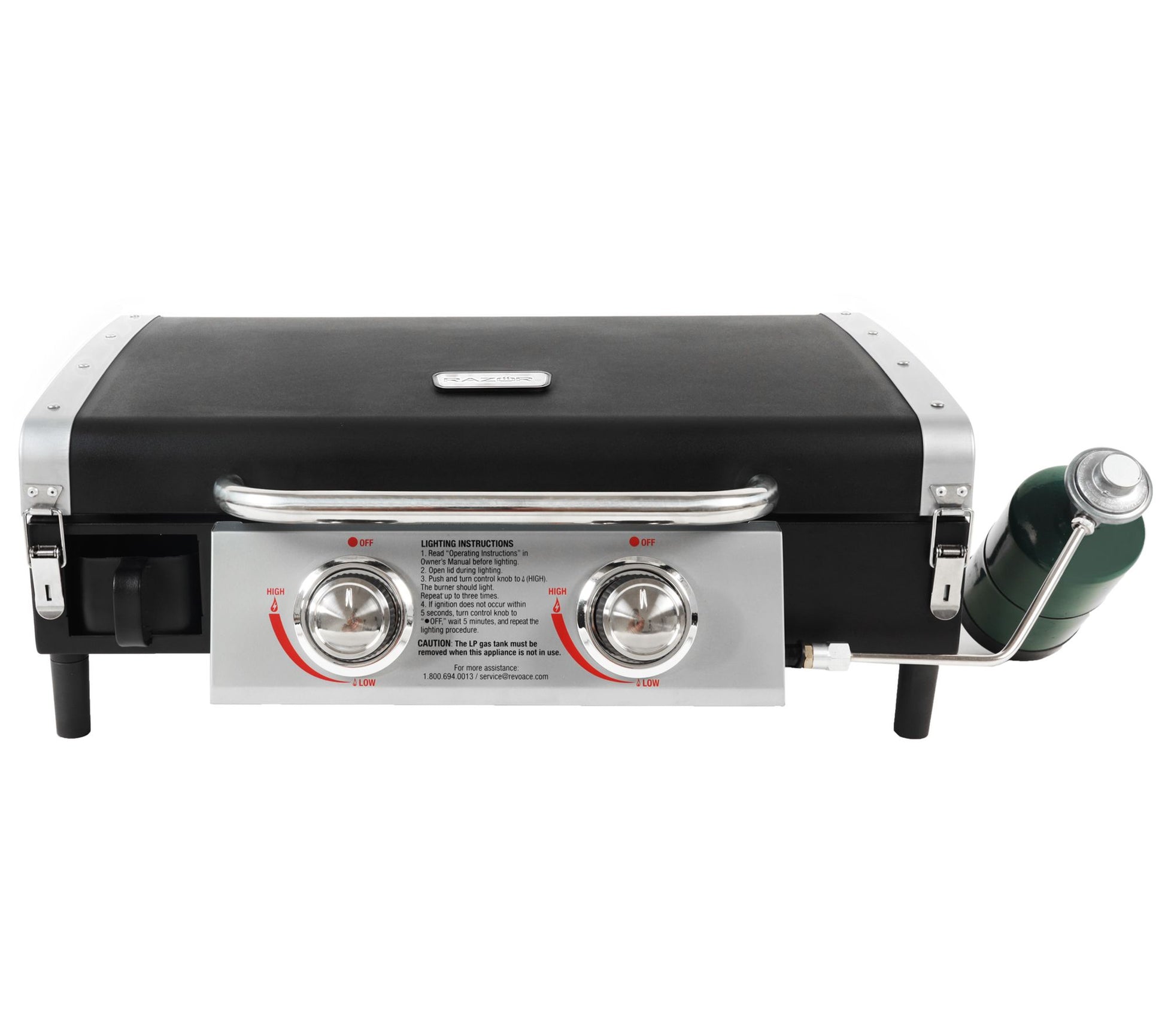 Razor 2-Burner Portable Gas Griddle with Lid