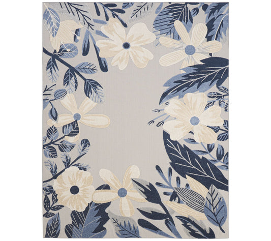 Nourison Home Modern Floral Border Indoor/ Outdoor 7.10 x 9.10 Rug