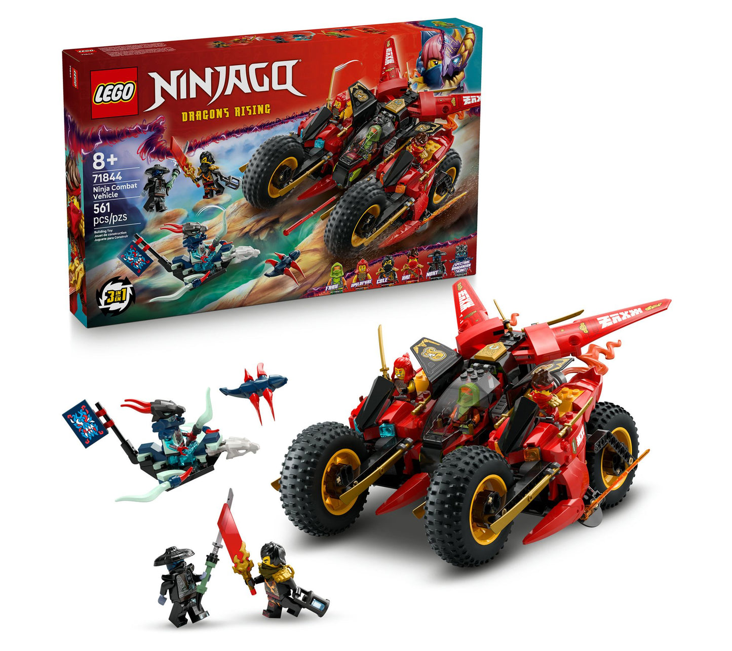 LEGO NINJAGO Ninja Combat Vehicle 3-in-1 Toy Building Set 7184