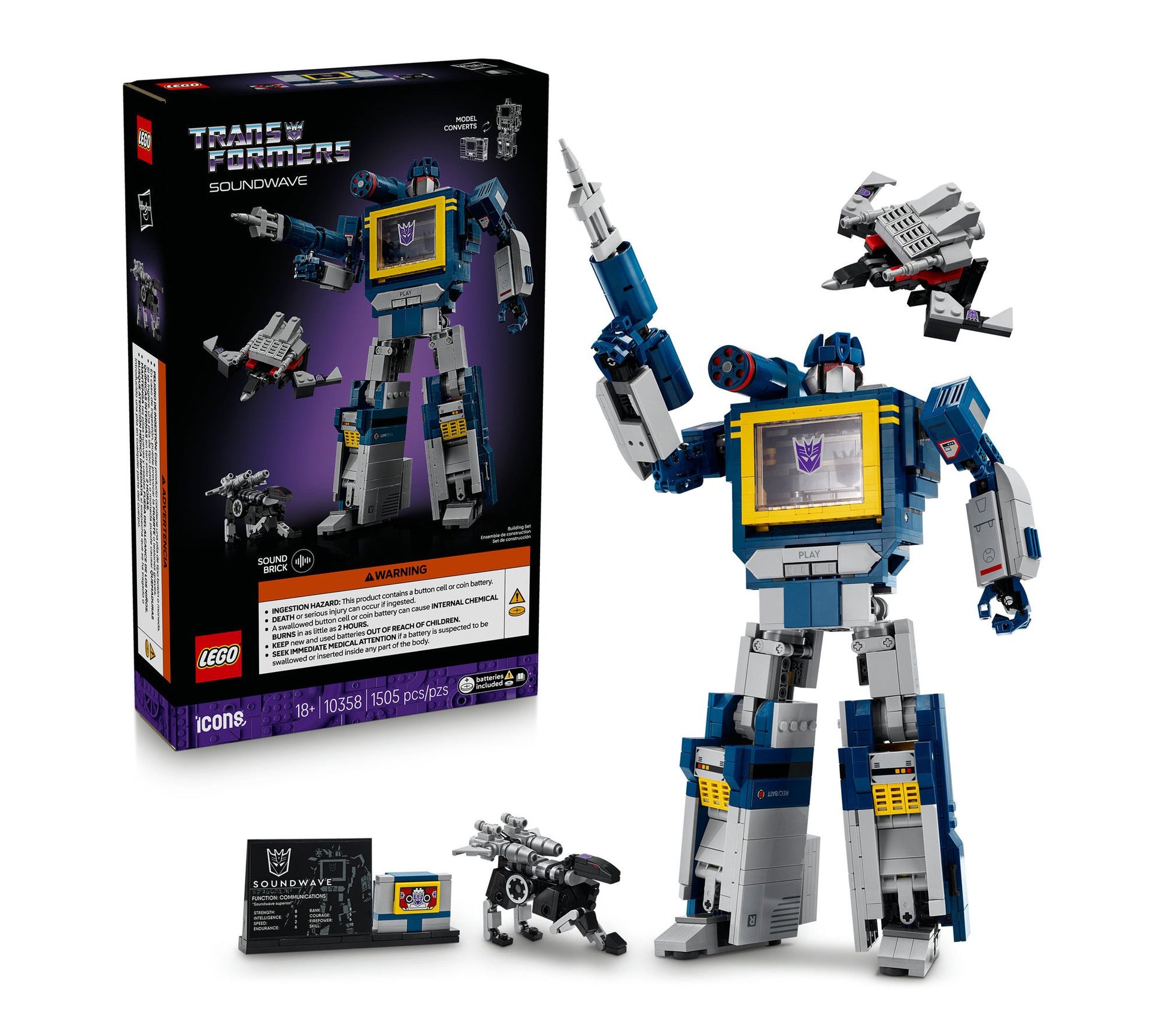 LEGO Icons Transformers: Soundwave Model Kit Building Set for
